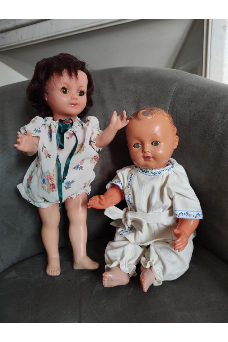 Marie Françoise et Michel en pyjama, mars 1959
