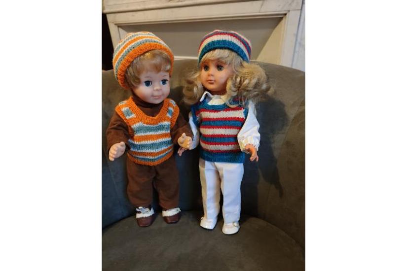 Marie-Françoise et Jean-Michel,des poupées en tricot janvier 1972